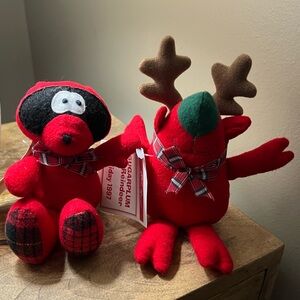 Eddie Bauer 1997 plush reindeer and raccoon